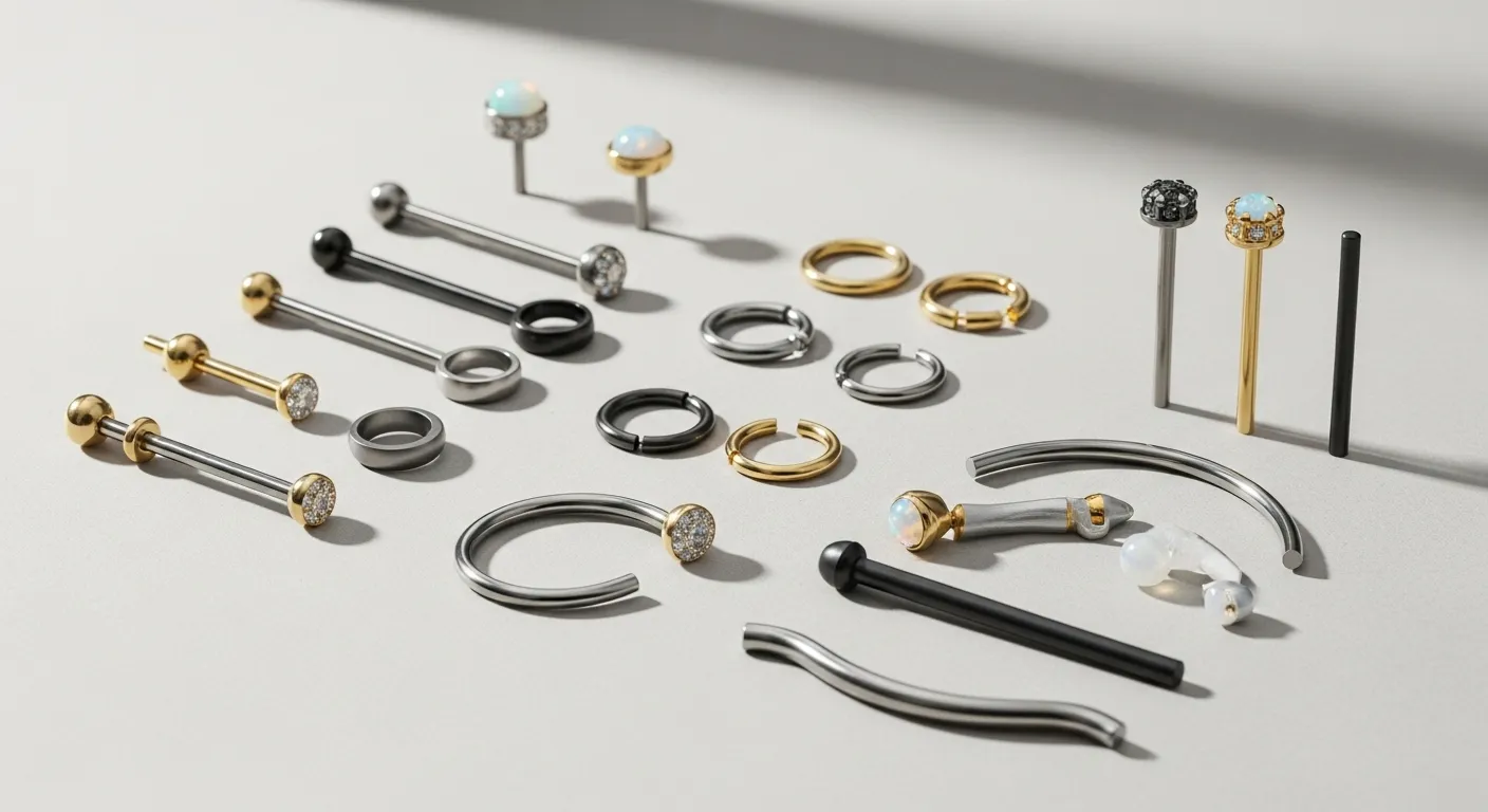 Assortment of lip piercing jewelry